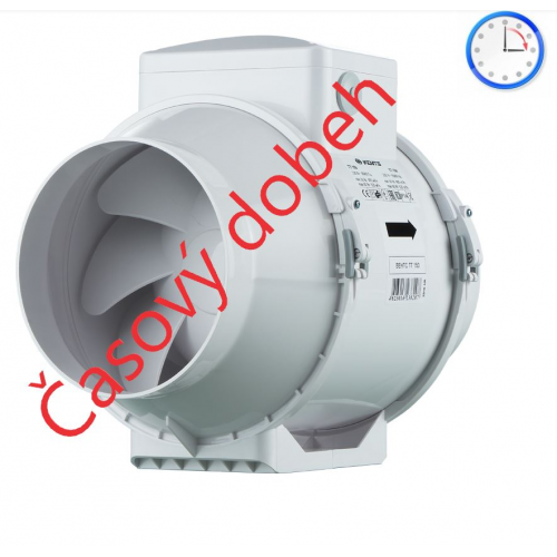 Axiálne odsávacie ventilátory VENTS TT 150T-časový dobeh priemer napojenia 150mm-dvojrýchlostný výkon:405-520m3/h napätie 230V